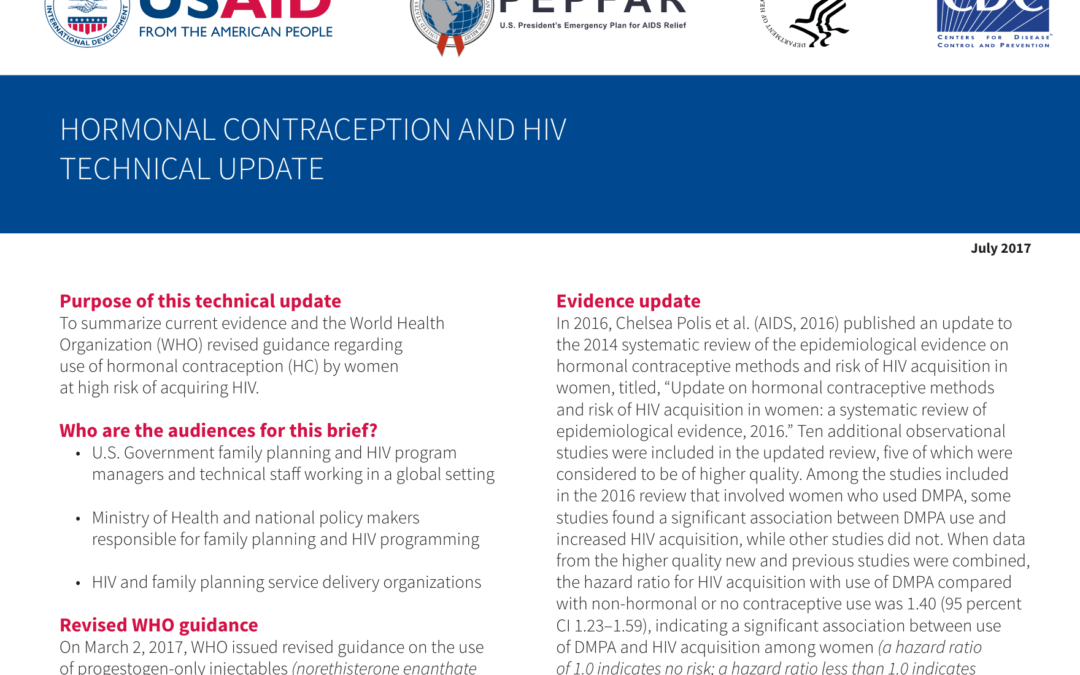 Hormonal Contraception and HIV Technical Update