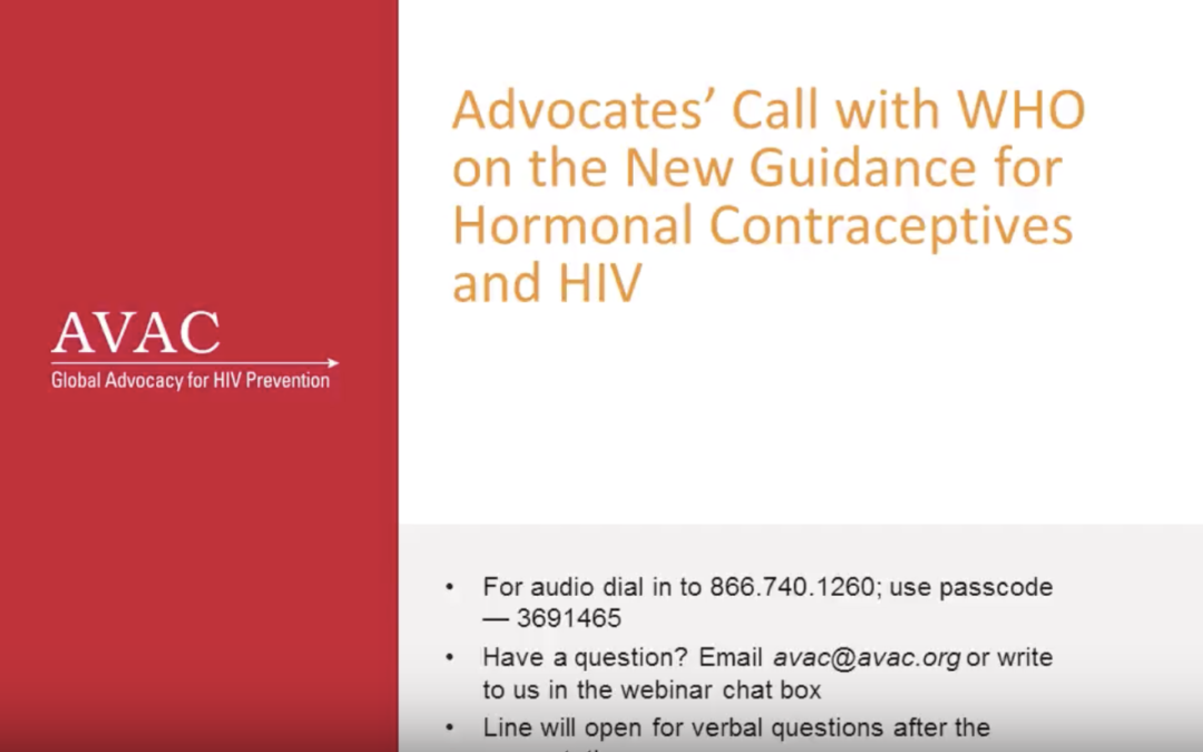 Webinar: WHO Guidance on Hormonal Contraceptive Eligibility for Women Living at High Risk of HIV Acquisition