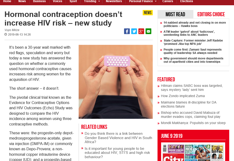 Hormonal contraception doesn’t increase HIV risk – new study