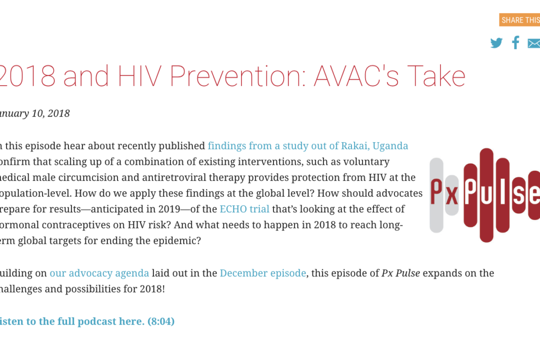 2018 and HIV Prevention: AVAC’s Take