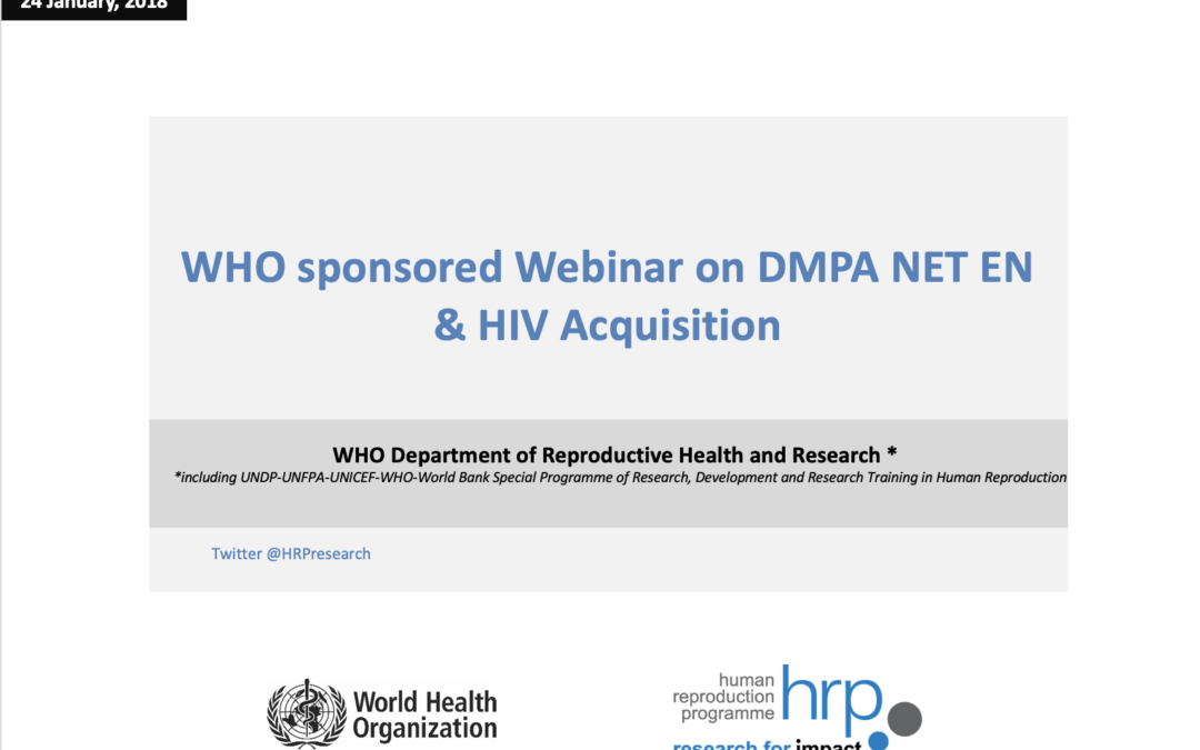 WHO-Sponsored Webinar on DMPA NET EN & HIV Acquisition