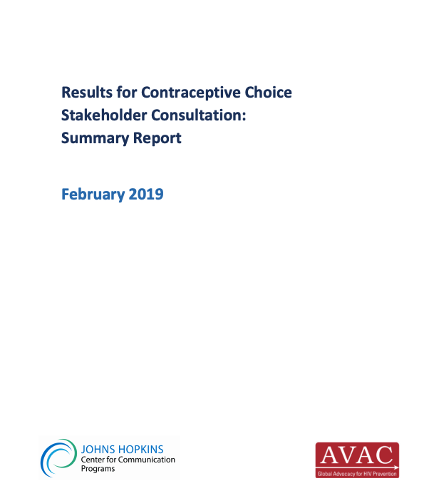 Results for Contraceptive Choice Stakeholder Consultation: Summary Report