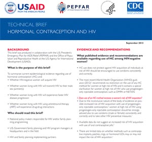 Technical Brief on Hormonal Contraception and HIV