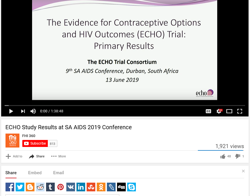 ECHO Study Results at SA AIDS 2019 Conference (Video)
