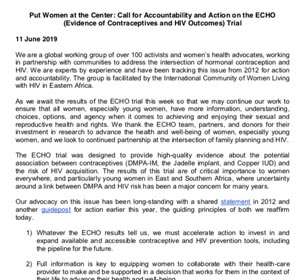 Put Women at the Center: Call for Accountability and Action on the ECHO (Evidence of Contraceptives and HIV Outcomes) Trial